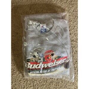 Vintage 1998 Y2K Champion Budweiser King Of Beers Grey 2XL Sweatshirt Sealed NOS
